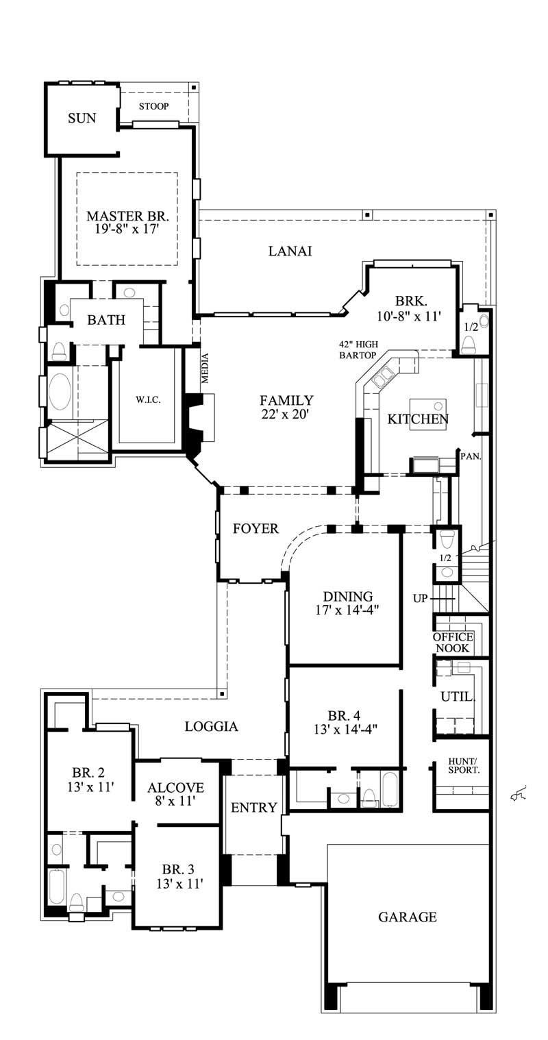 Floor Plan First Story of Luxury Plan #134-1185