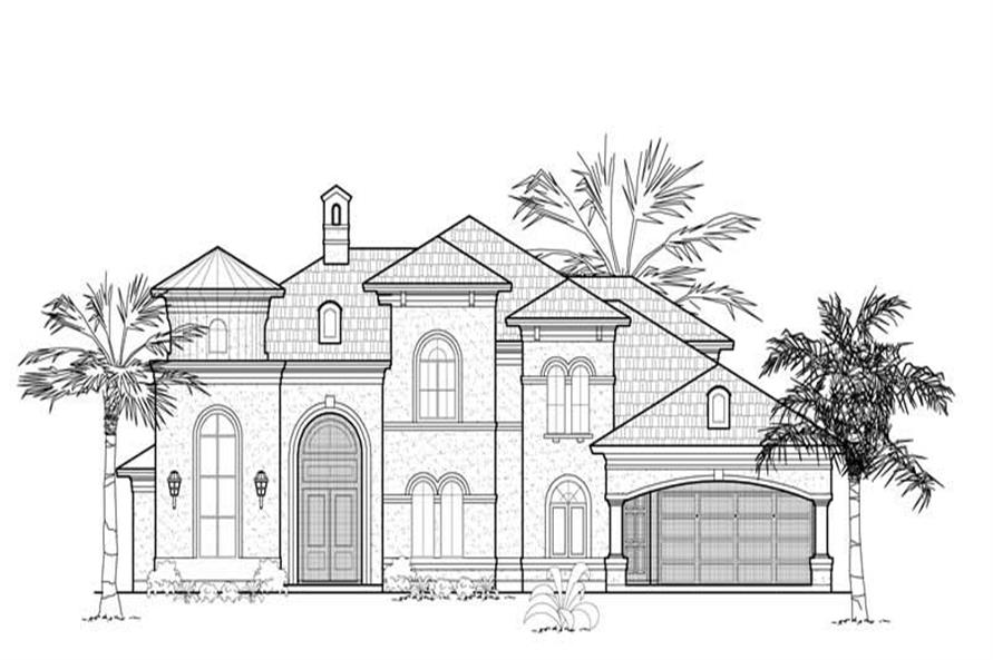 Home Plan Front Elevation of this 4-Bedroom,4519 Sq Ft Plan -134-1187
