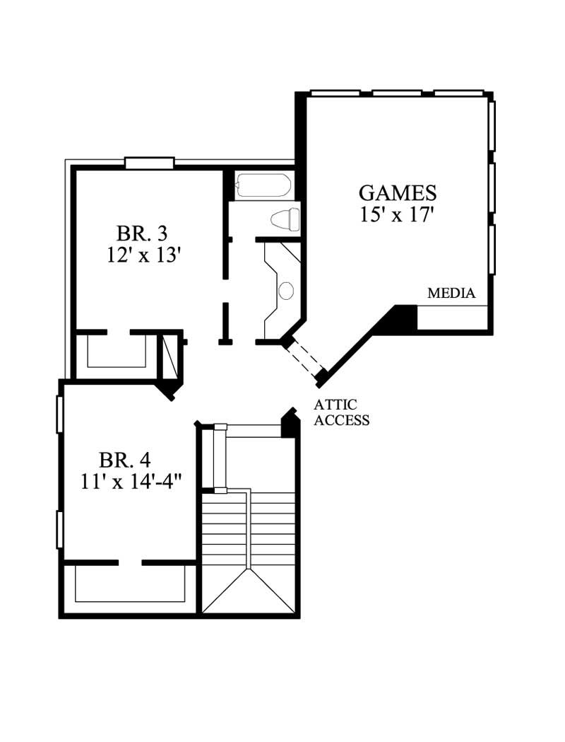 Floor Plan Second Story of Luxury Plan #134-1192