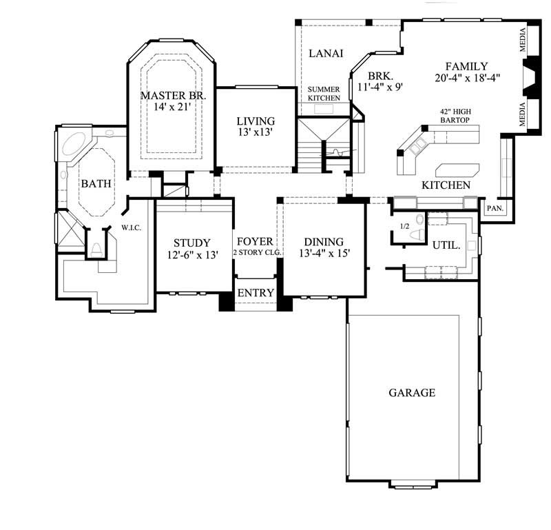 Floor Plan First Story of European Plan #134-1193
