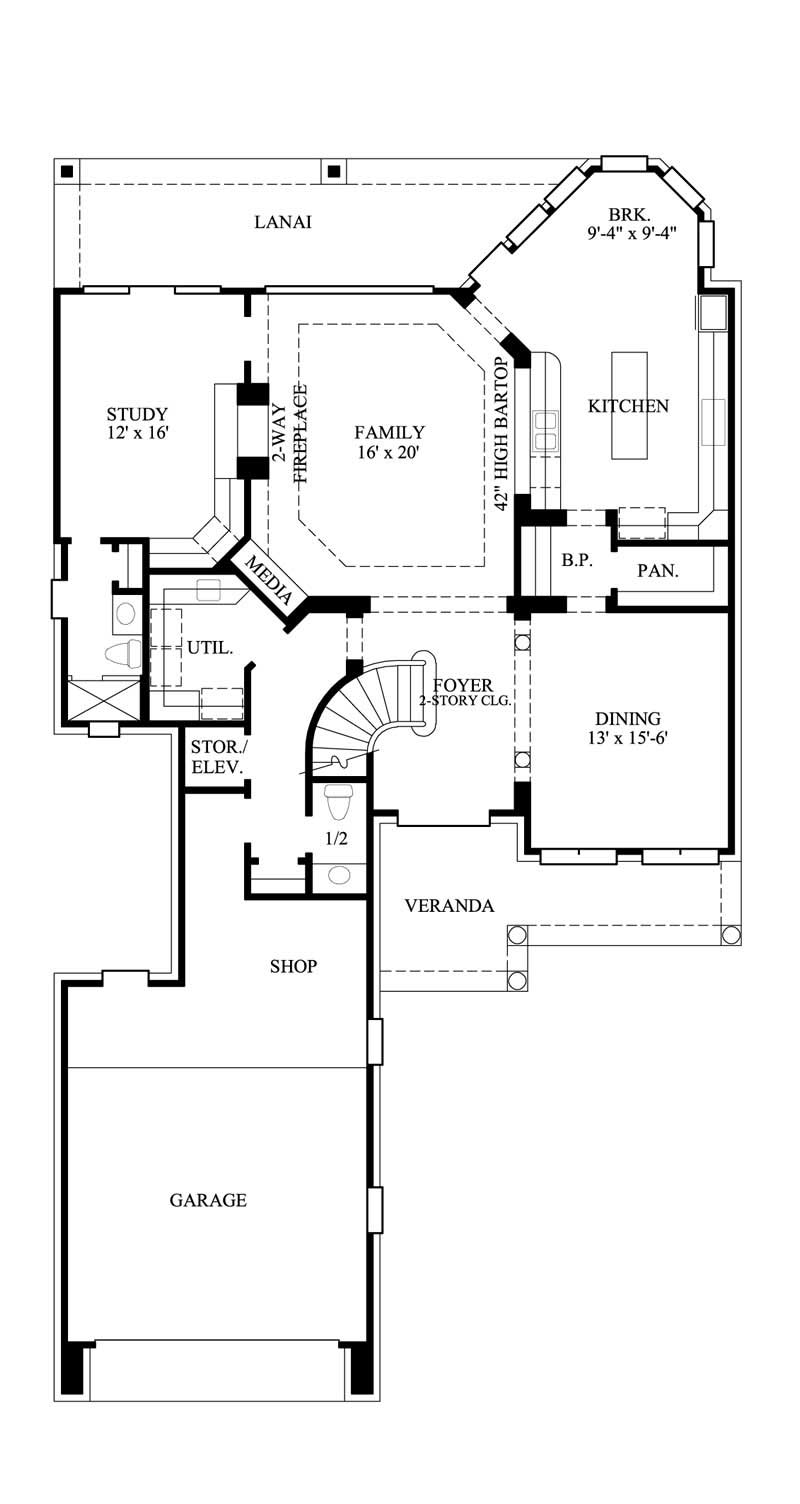 Floor Plan First Story of Traditional Plan #134-1207