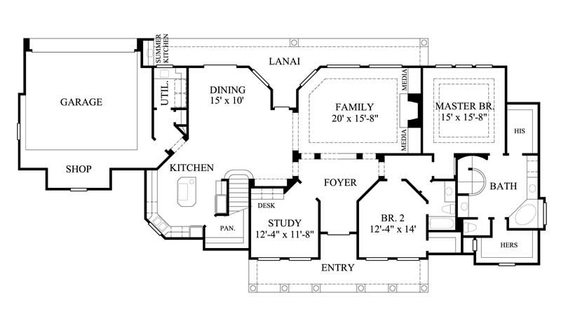 Floor Plan First Story of Country Plan #134-1209