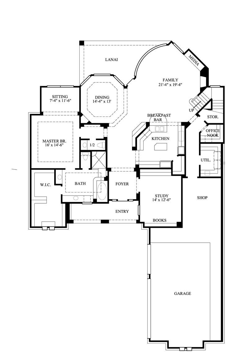 Floor Plan First Story of Traditional Plan #134-1211