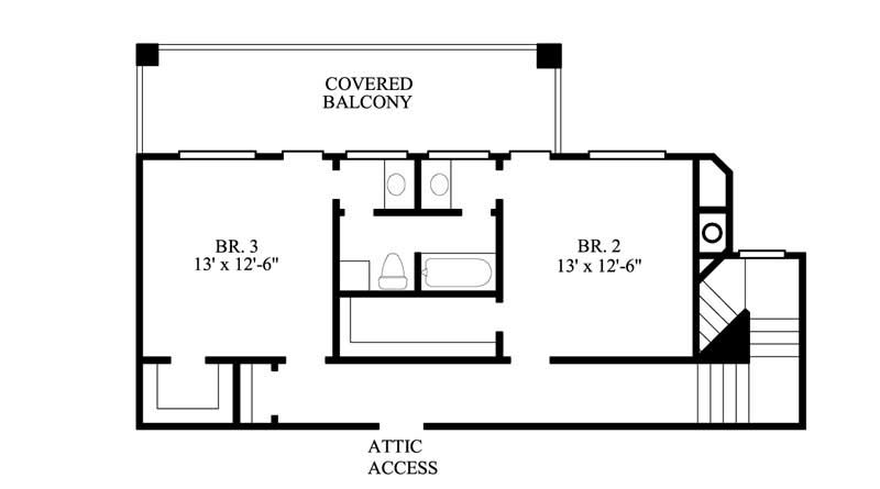 Floor Plan Second Story of Traditional Plan #134-1211