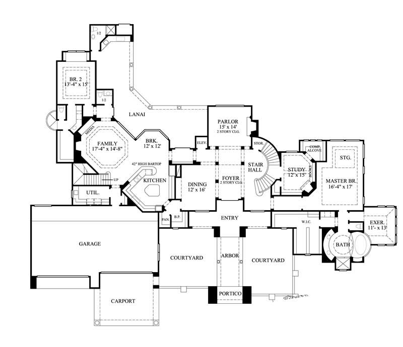 Floor Plan First Story of Luxury Plan #134-1221
