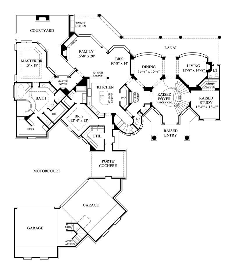 Floor Plan First Story of Luxury Plan #134-1222