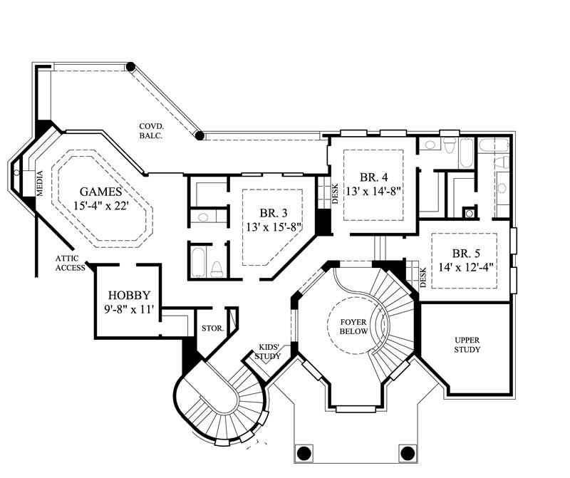 Floor Plan Second Story of Luxury Plan #134-1222