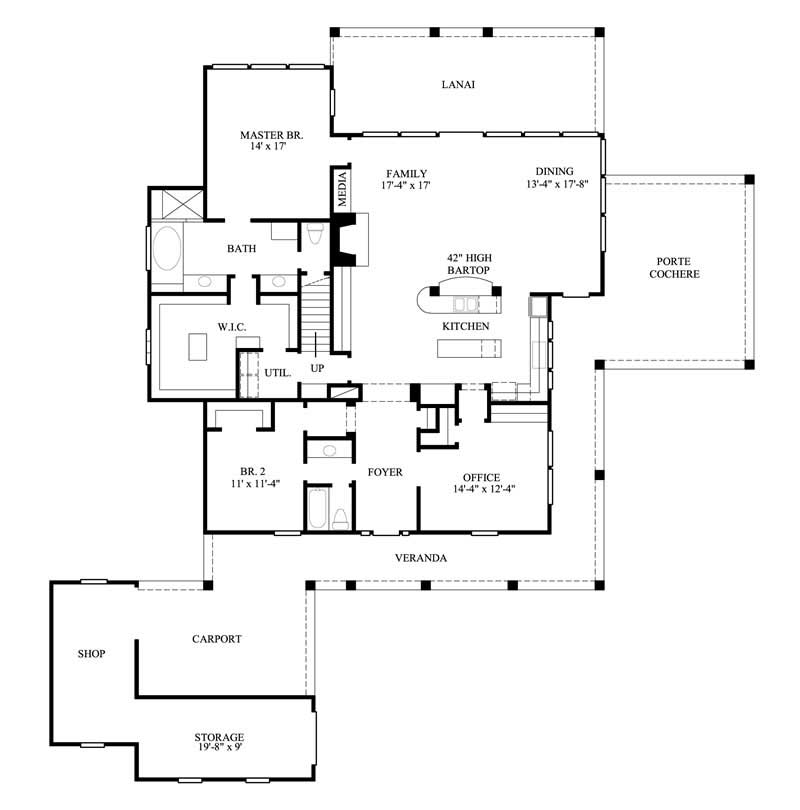 Floor Plan First Story of Country Plan #134-1224