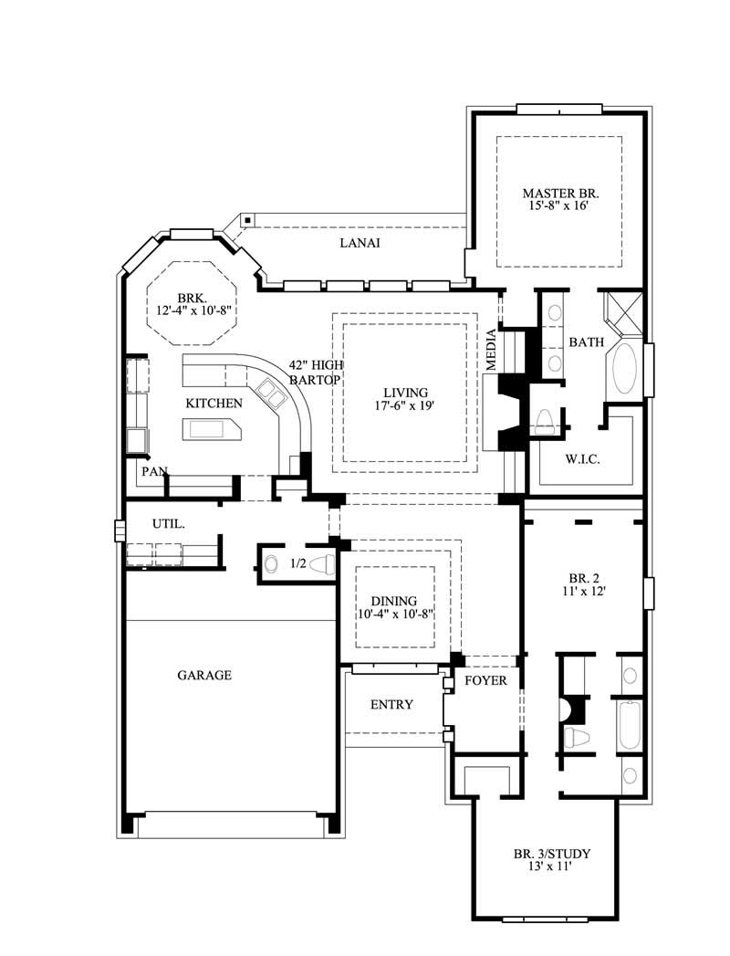 Floor Plan First Story of European Plan #134-1228