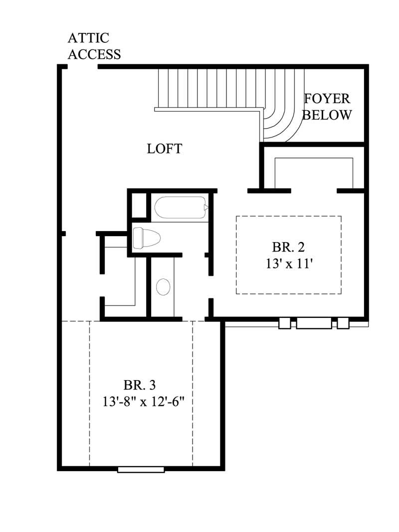 Floor Plan Second Story of Traditional Plan #134-1229