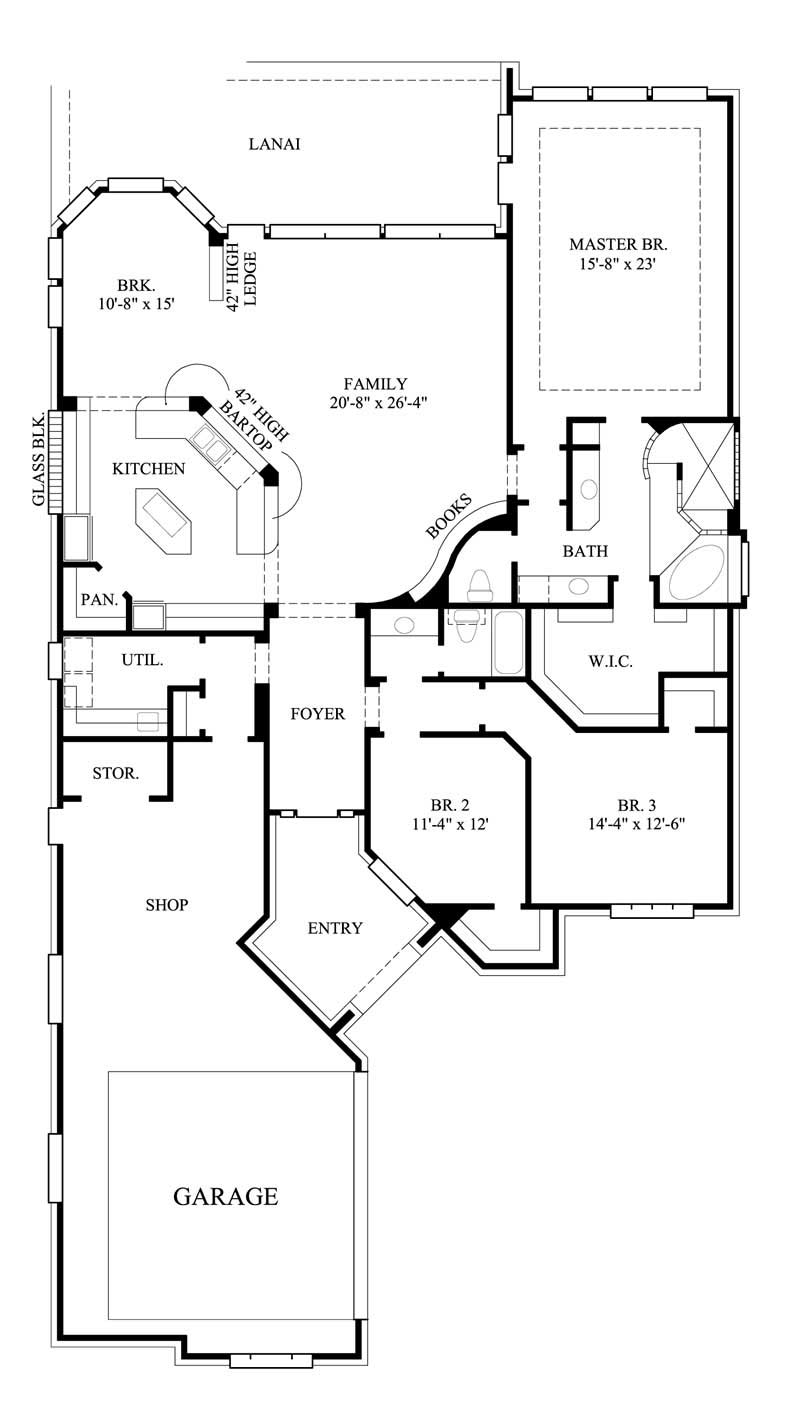 Floor Plan First Story of European Plan #134-1230