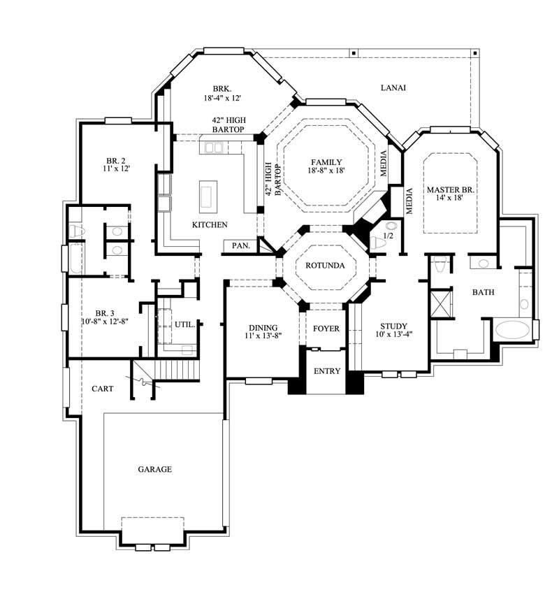 Floor Plan First Story of Contemporary Plan #134-1234
