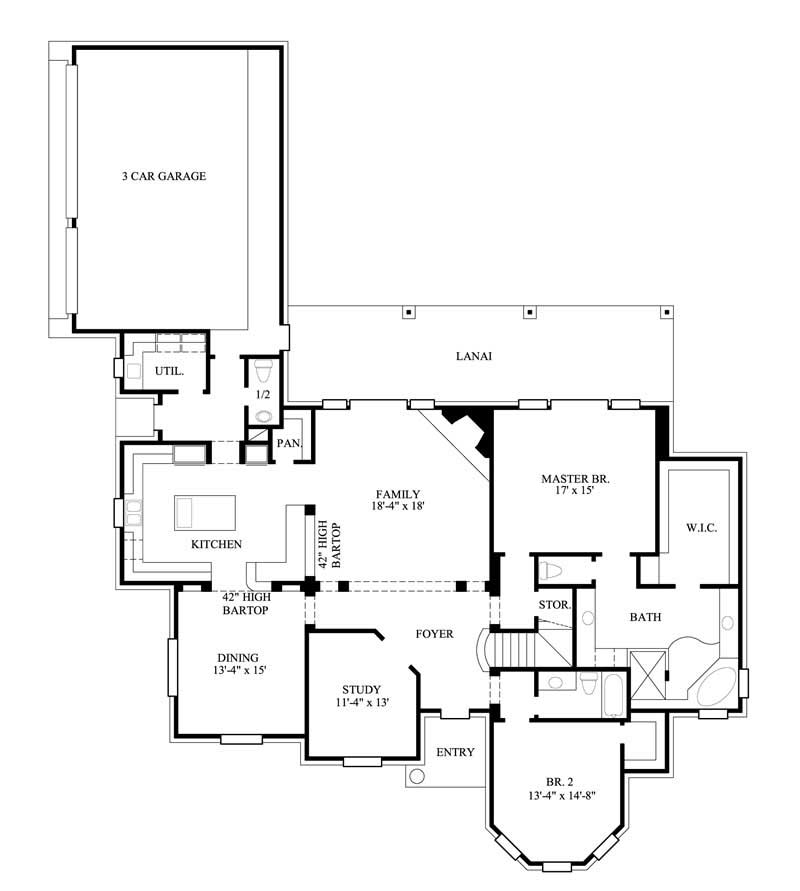 Floor Plan First Story of Luxury Plan #134-1242