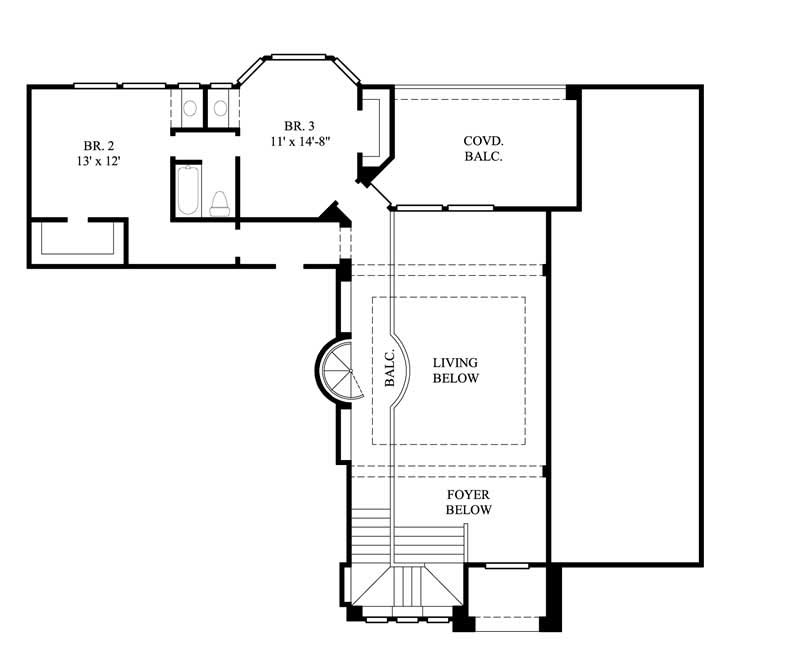Floor Plan Second Story of Mediterranean Plan #134-1253