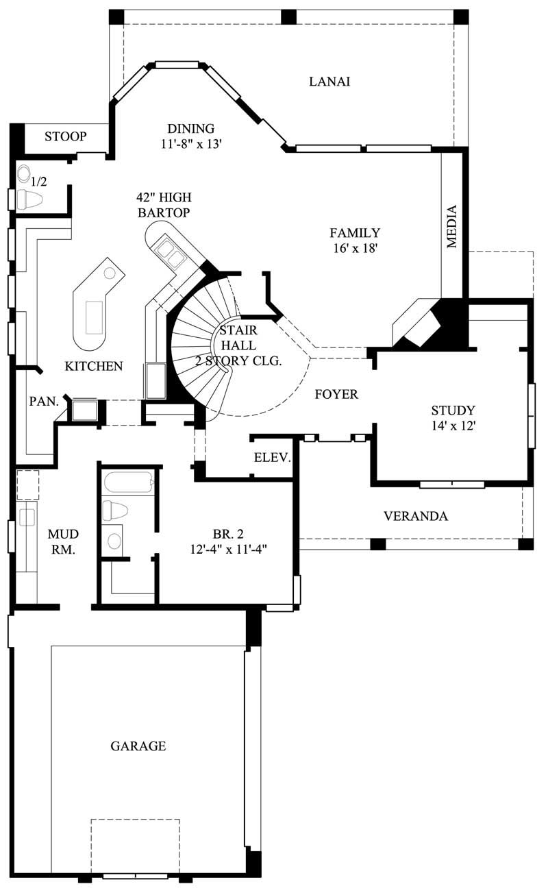Floor Plan First Story of Luxury Plan #134-1254
