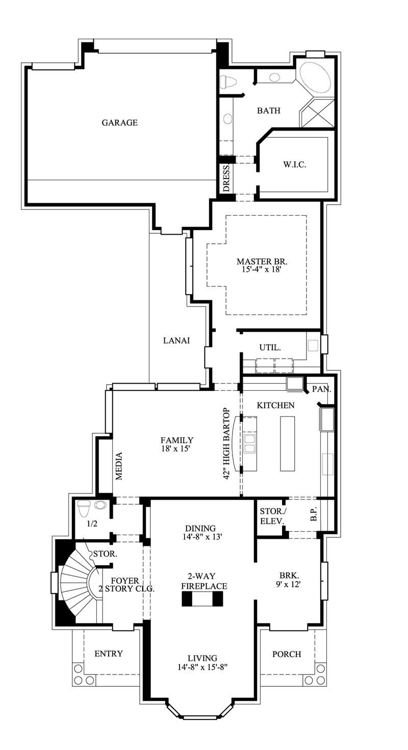 Floor Plan First Story of Luxury Plan #134-1259