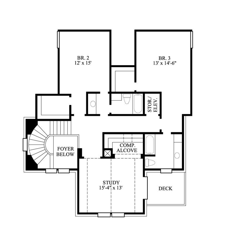 Floor Plan Second Story of Luxury Plan #134-1259