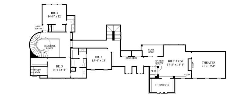 Floor Plan Second Story of Farmhouse Plan #134-1266