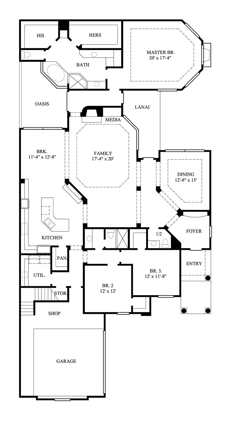 Floor Plan First Story of Mediterranean Plan #134-1276