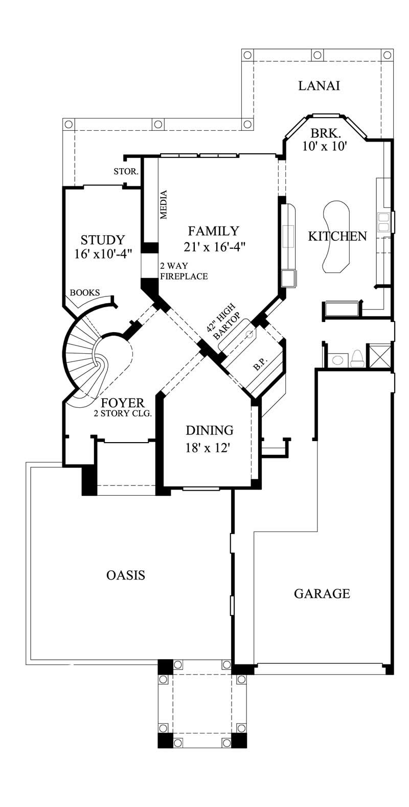 Floor Plan First Story of Mediterranean Plan #134-1279