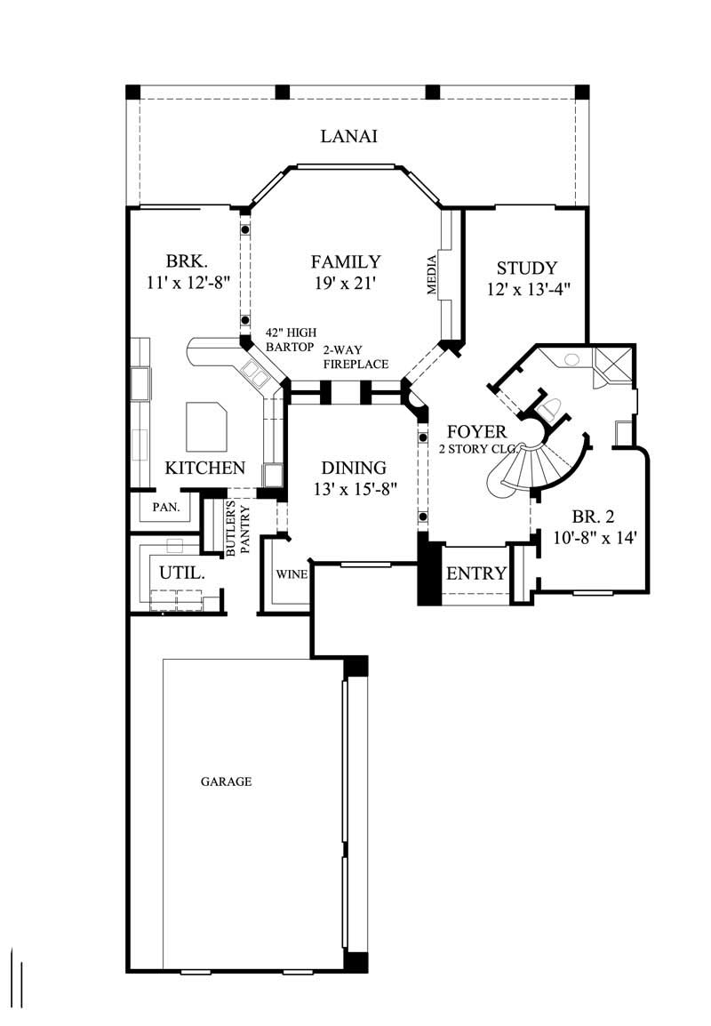 Floor Plan First Story of Mediterranean Plan #134-1280
