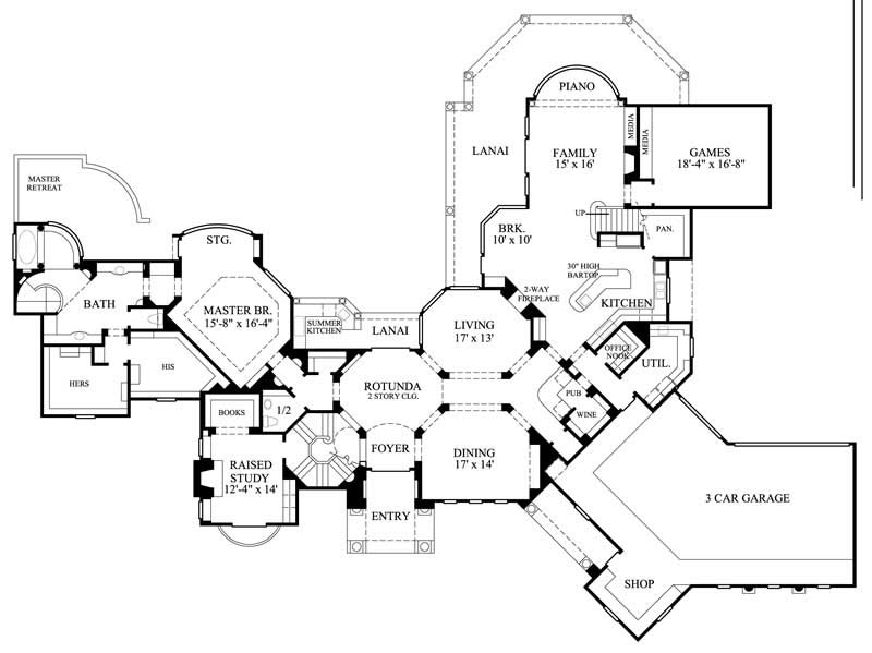 Floor Plan First Story of Mediterranean Plan #134-1281