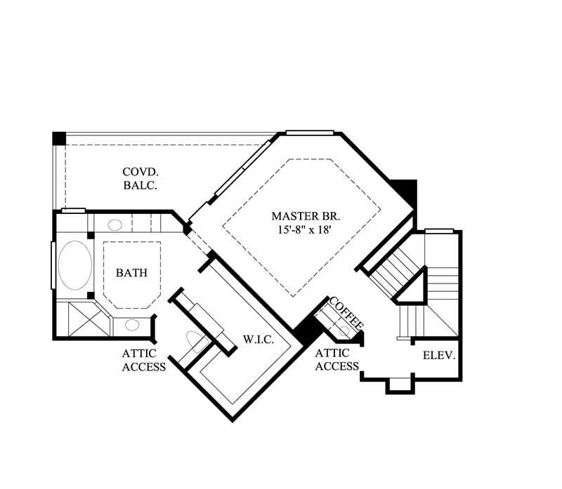 Floor Plan Second Story of Contemporary Plan #134-1285