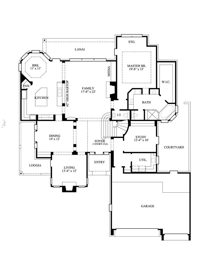 Floor Plan First Story of Luxury Plan #134-1286