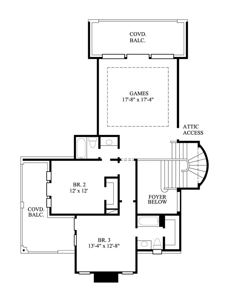Floor Plan Second Story of Luxury Plan #134-1286