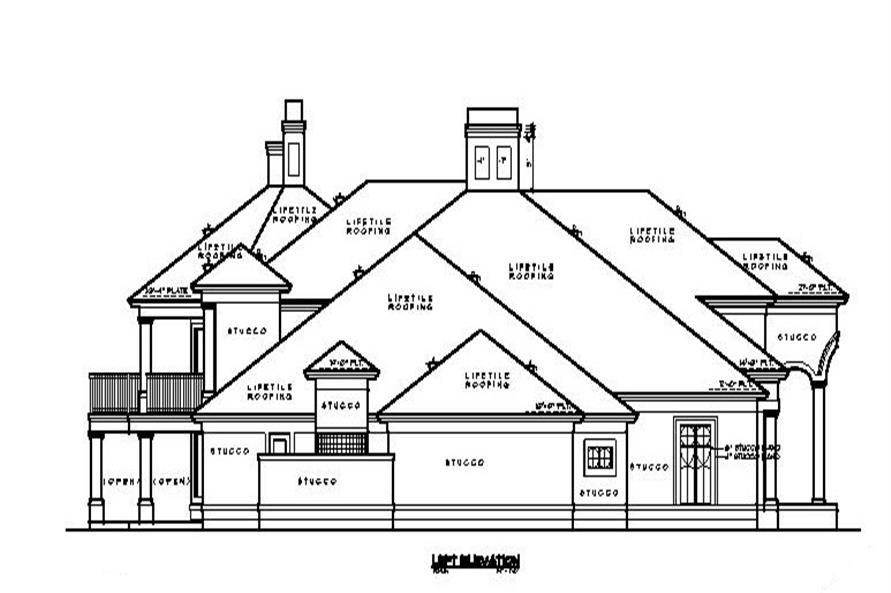 Home Plan Left Elevation of this 4-Bedroom,5314 Sq Ft Plan -134-1289