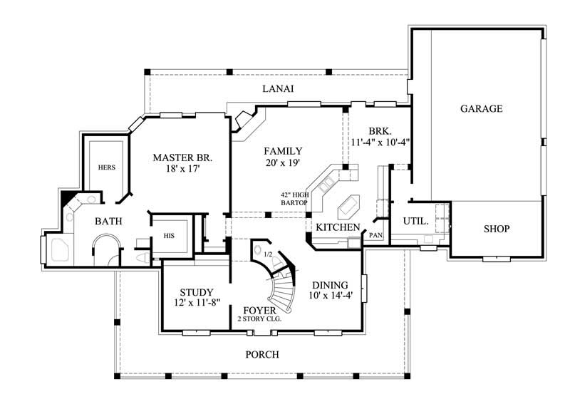 Floor Plan First Story of Country Plan #134-1292