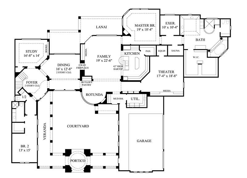 Floor Plan First Story of Luxury Plan #134-1311