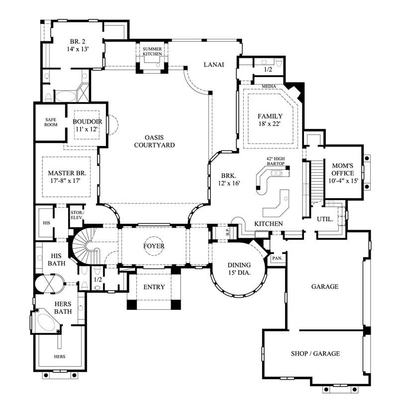 Floor Plan First Story of Luxury Plan #134-1332