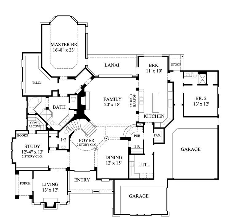 Floor Plan First Story of Luxury Plan #134-1338