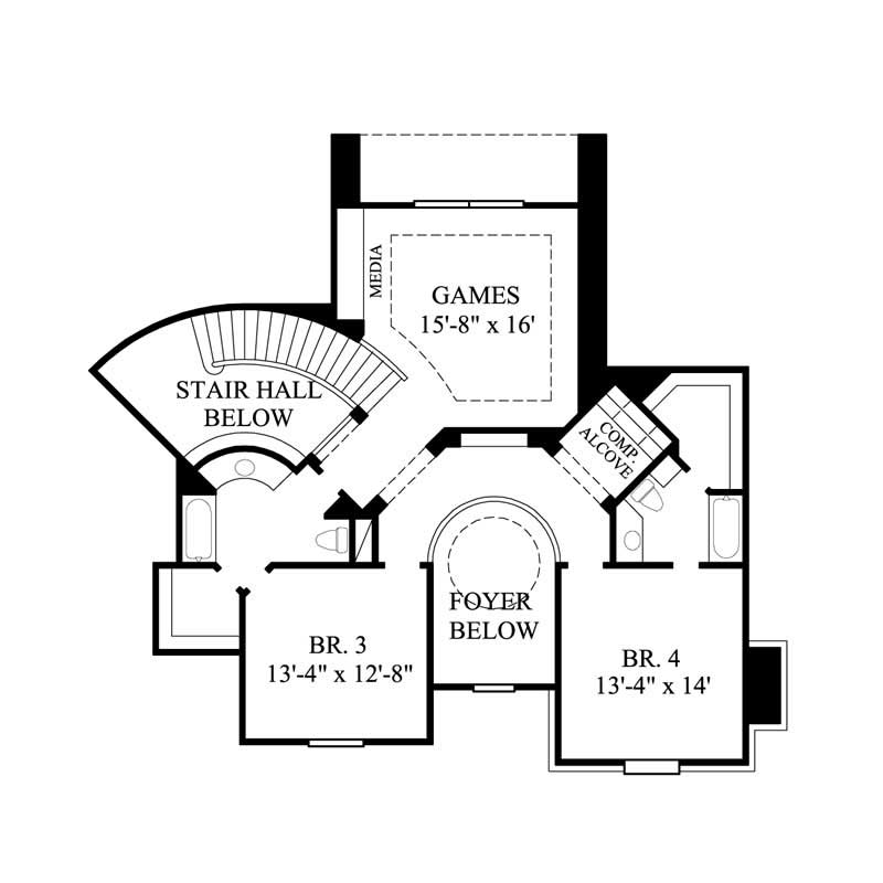 Floor Plan First Story of Luxury Plan #134-1343