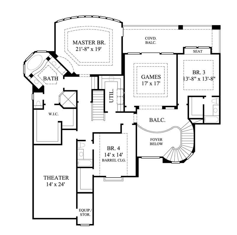 Floor Plan Second Story of Luxury Plan #134-1347