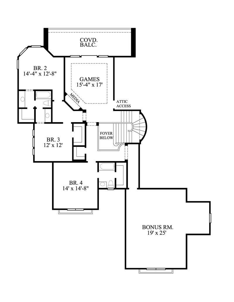 Floor Plan Second Story of Luxury Plan #134-1357