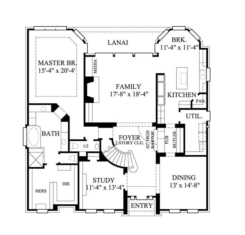 Floor Plan First Story of Luxury Plan #134-1371