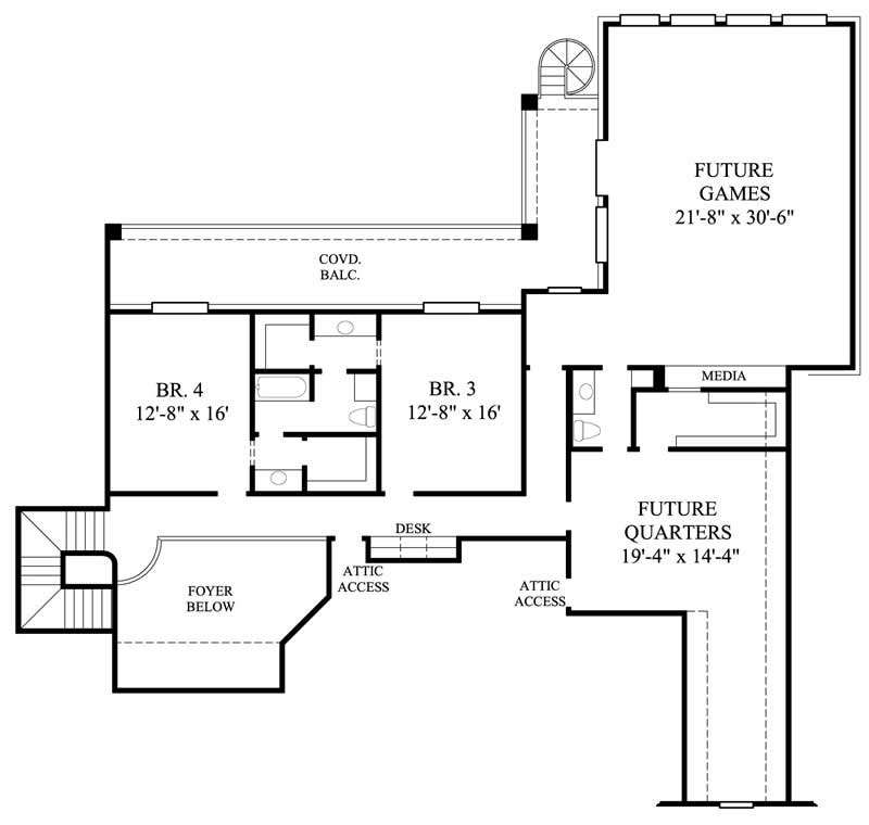 Floor Plan Second Story of Luxury Plan #134-1384