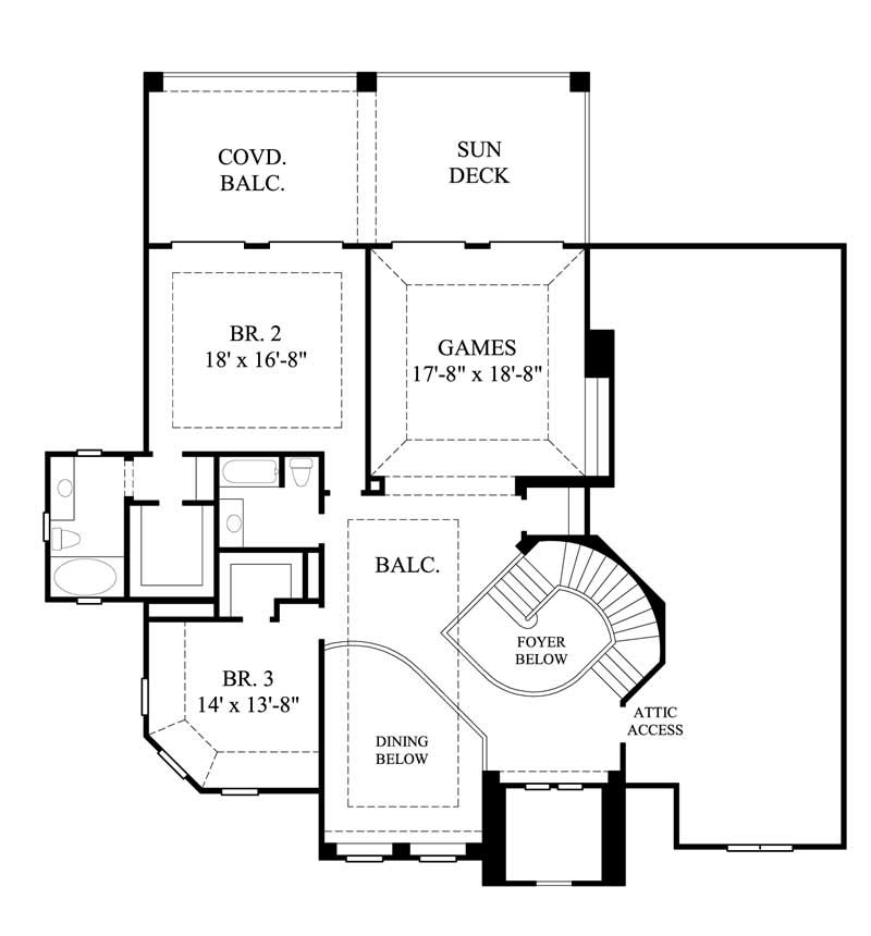 Floor Plan Second Story of Luxury Plan #134-1387