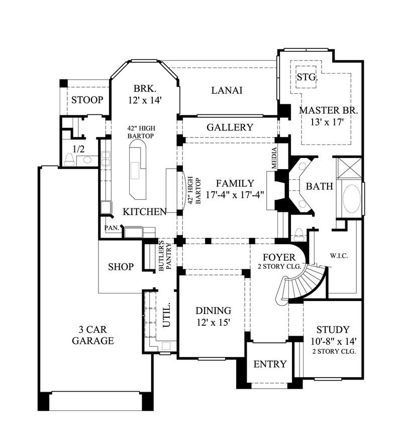Floor Plan First Story of Mediterranean Plan #134-1392