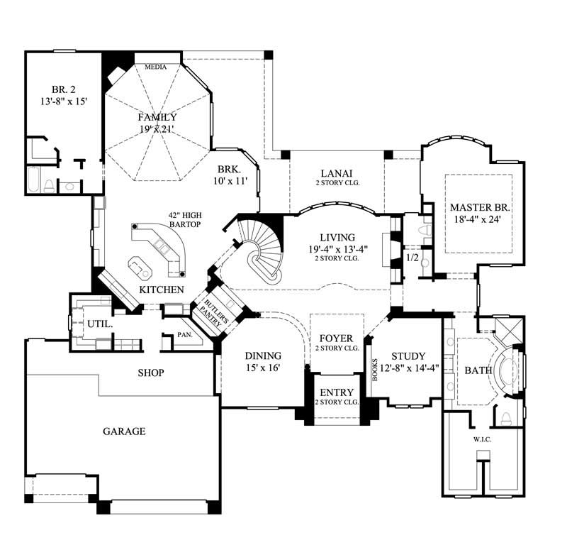 Floor Plan First Story of Luxury Plan #134-1393