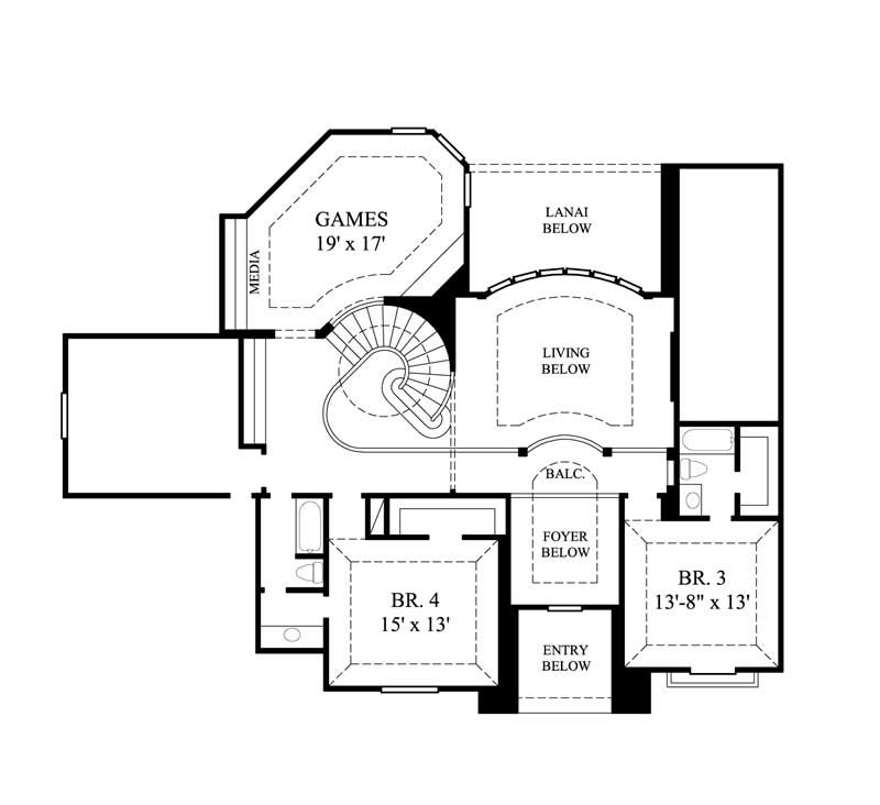 Floor Plan Second Story of Luxury Plan #134-1393