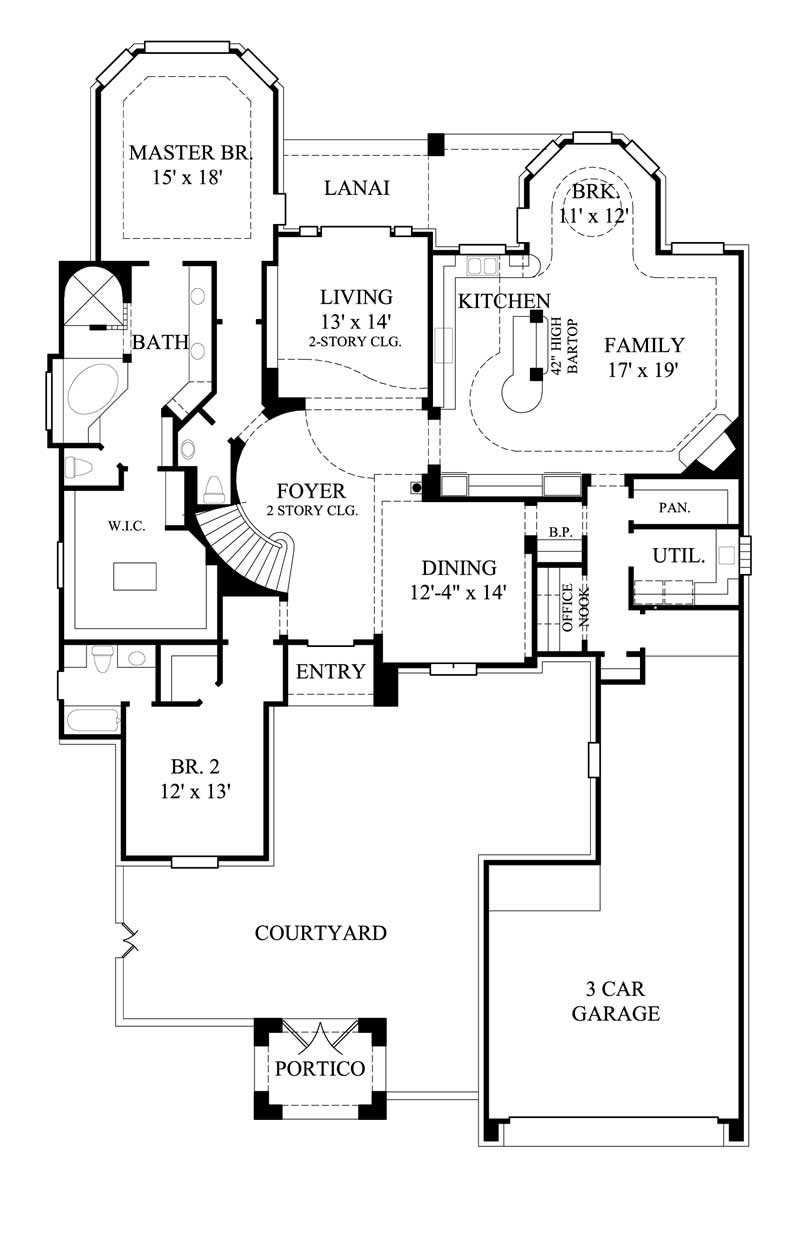 Floor Plan First Story of Luxury Plan #134-1407