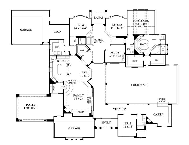 Floor Plan First Story of Luxury Plan #134-1411
