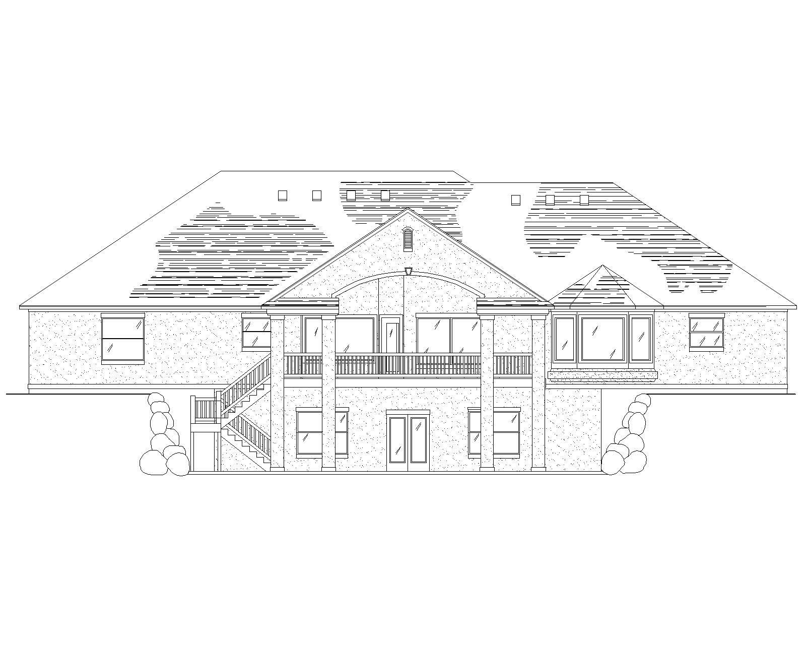 Home Plan Rear Elevation of this 5-Bedroom,3092 Sq Ft Plan -135-1000