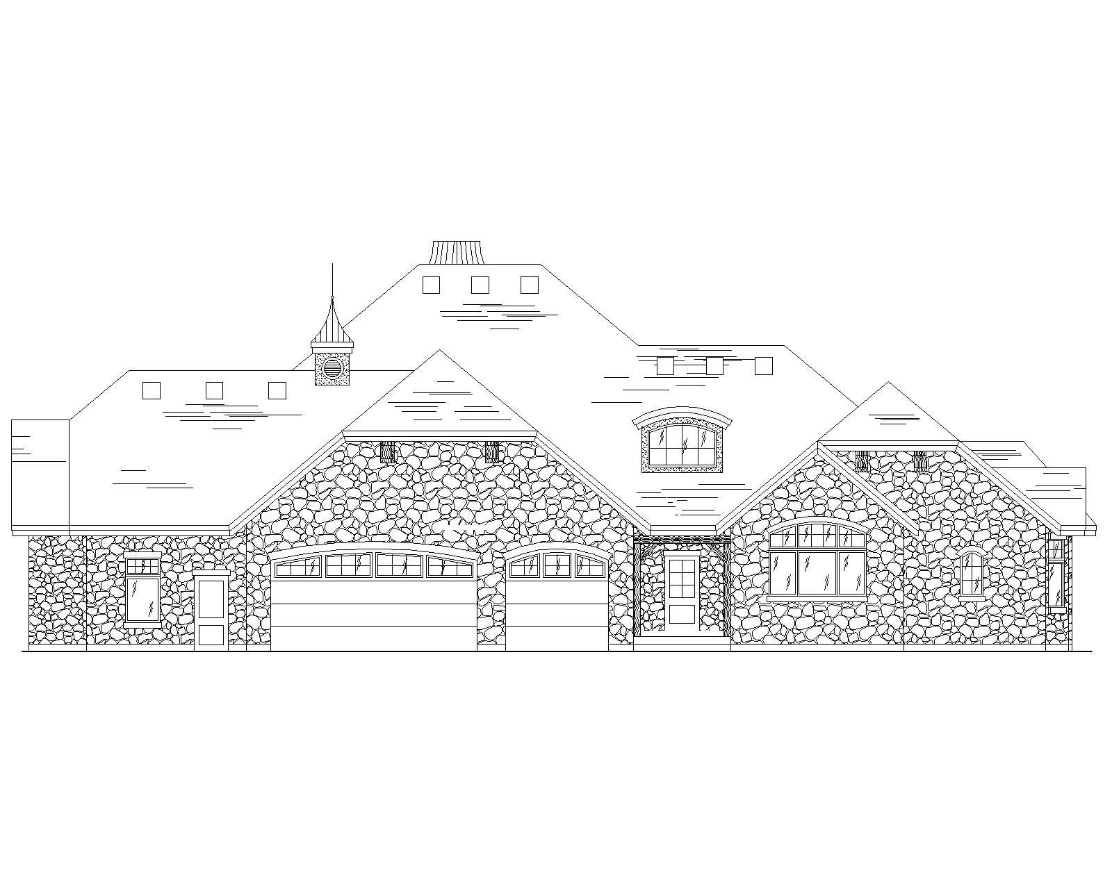 Home Plan Rear Elevation of this 4-Bedroom,3449 Sq Ft Plan -135-1003