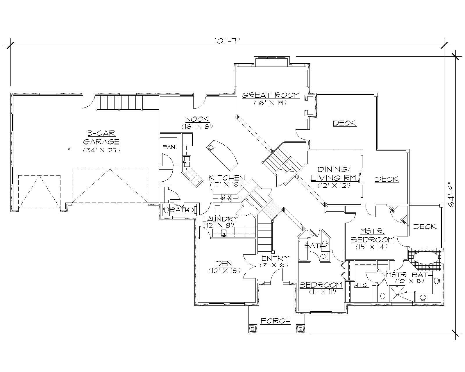 Floor Plan First Story of Luxury Plan #135-1004
