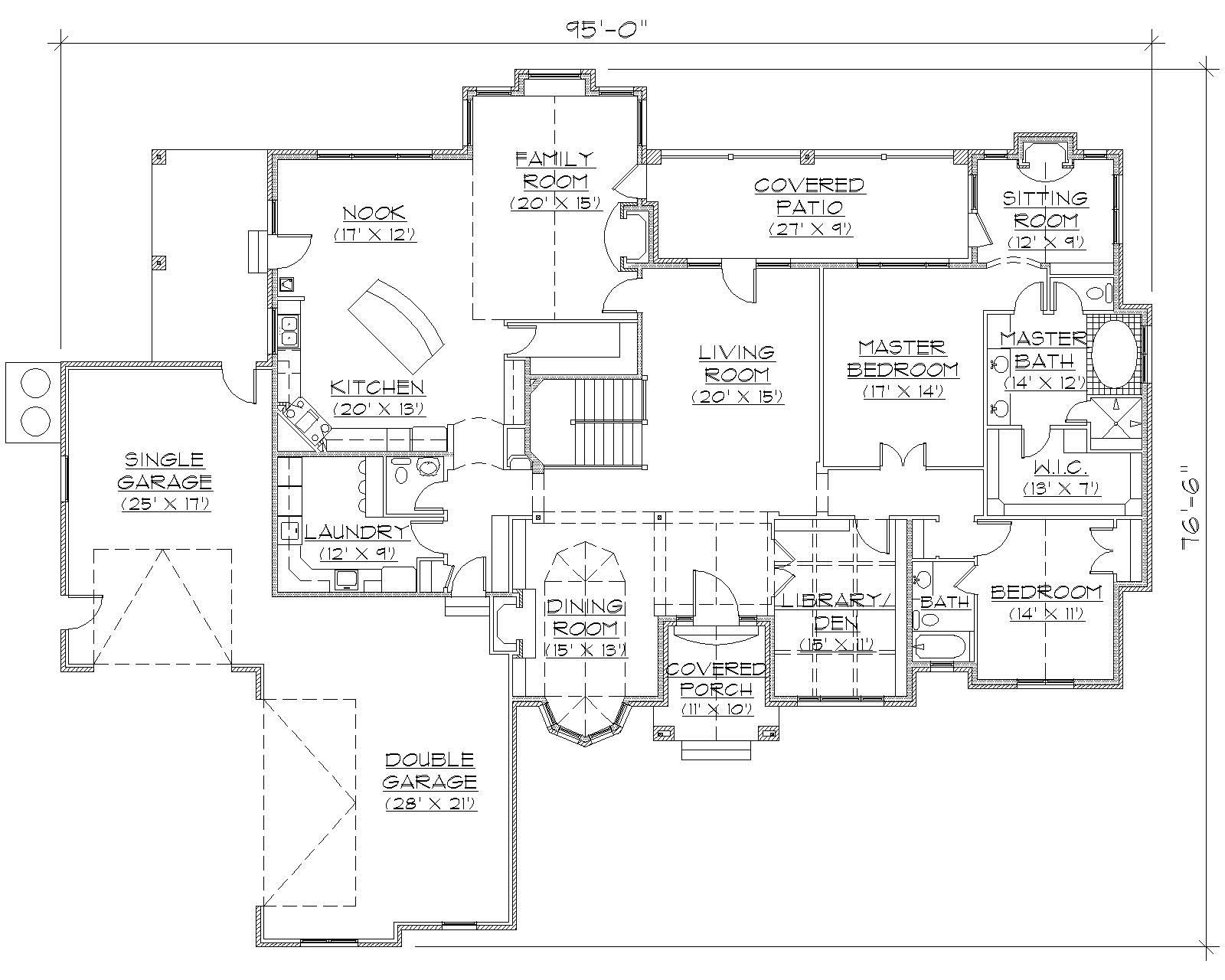 Floor Plan First Story of European Plan #135-1005