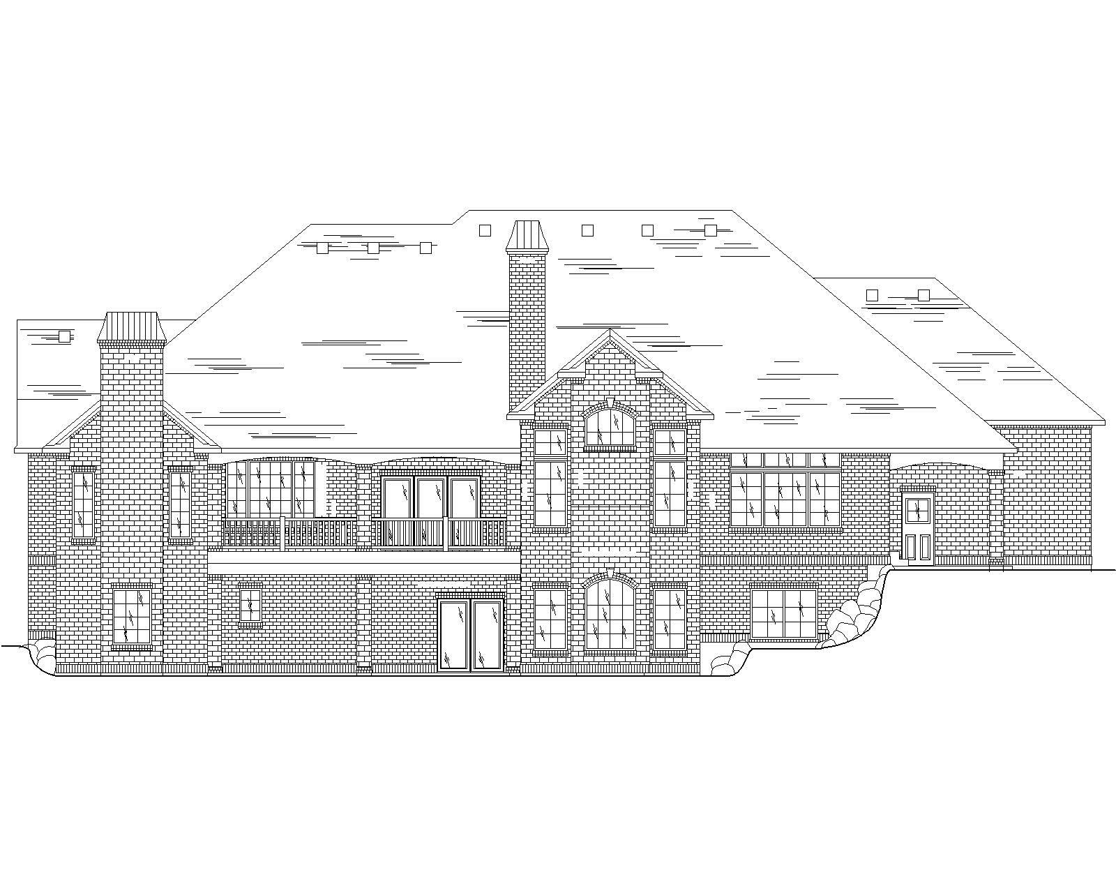 Home Plan Rear Elevation of this 5-Bedroom,3251 Sq Ft Plan -135-1005